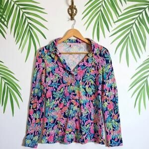 Lilly Pulitzer “Seen & Herd” Cozy Cloud Jersey Top | Oyster Bay Navy | Size XS